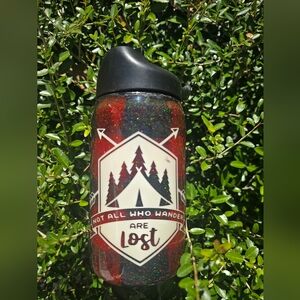 Glittery Red and Black Water Bottle SIC